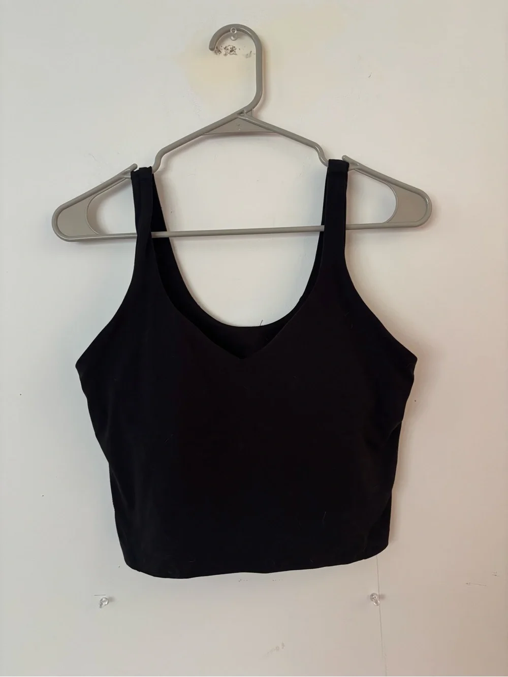 lululemon black stretchy athletic padded sports bra crop tank top workout top🖤